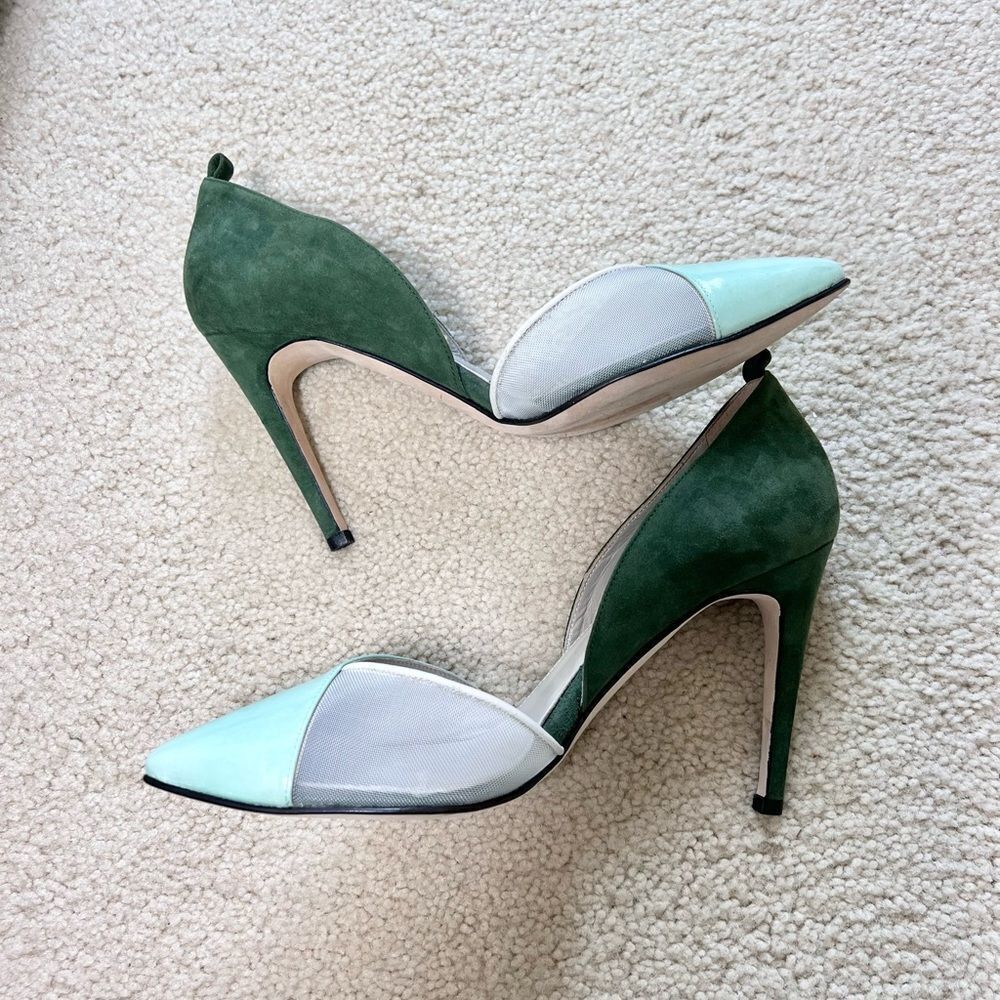 Dear Frances Green Color Block Pumps Size 37 - Picture 2 of 7
